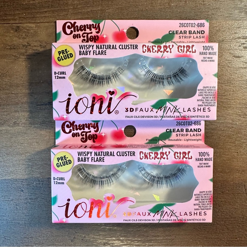 Ioni Cherry On The Top 3D Faux Mink Lashes~Wispy Natural Cluster Baby Flare~2set